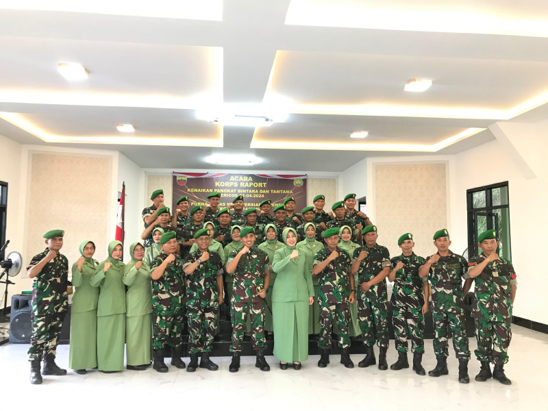 Kodim 0314/Inhil Laksanakan Korps Raport Kenaikan Pangkat dan Purna Tugas Persiapan Pensiun