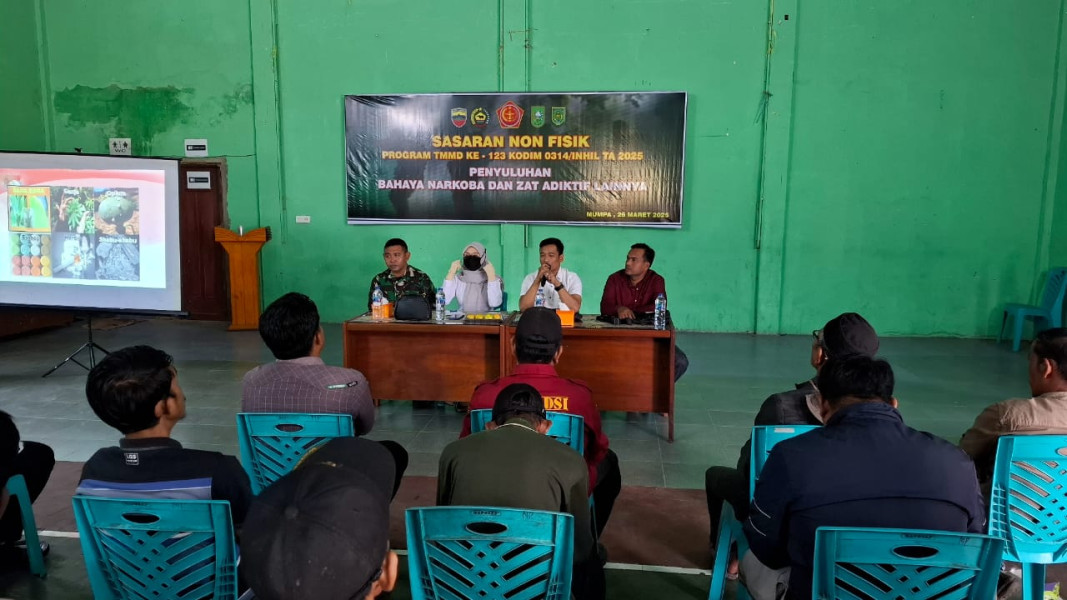 TMMD ke-123, Kodim 0314/Inhil Bersama Polres Inhil Gelar Penyuluhan Bahaya Narkoba