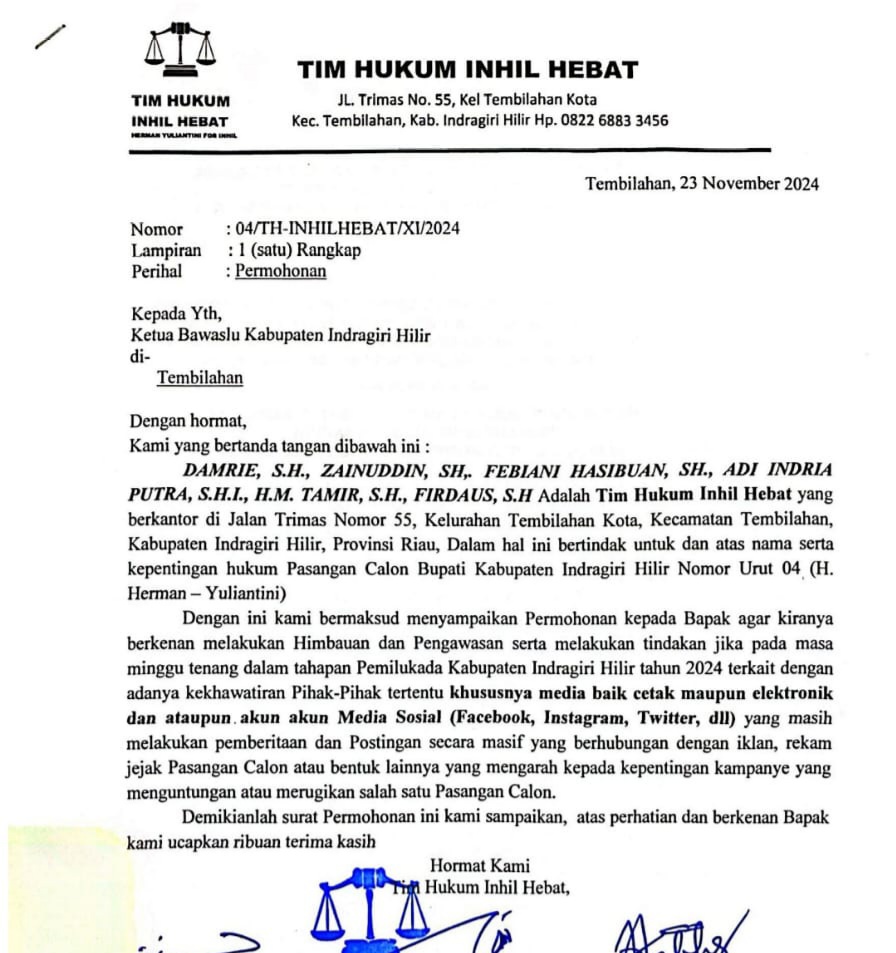 Tim Hukum Paslon 04 Minta Bawaslu Perketat Pengawasan di Masa Tenang