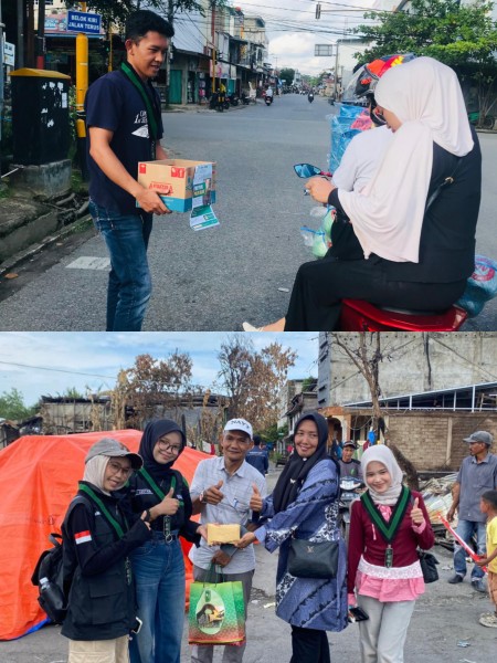 HMI Peduli Cabang Tembilahan Salurkan Bantuan untuk Korban Kebakaran Pasar Bom Reteh