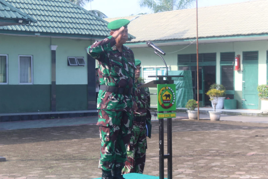 Kodim 0314/Inhil Laksanakan Upacara Bendera Bulanan