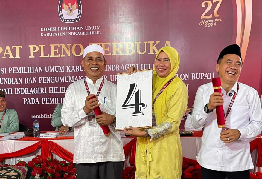 Hasil Cabut Undi Paslon Bupati dan Wakil Bupati Inhil, Haji Herman - Yuliantini Nomor Urut 4