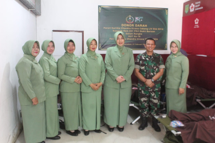 Persit KCK Cab LIV Kodim 0314/Inhil Gelar Donor Darah di HUT ke 78