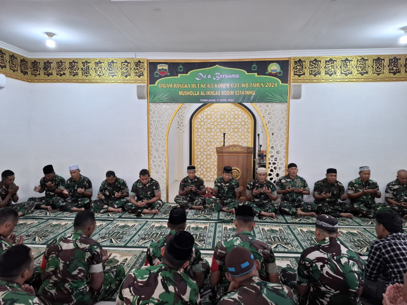 HUT Korem 031/WB ke-65, Kodim 0314/Inhil Gelar Doa Bersama