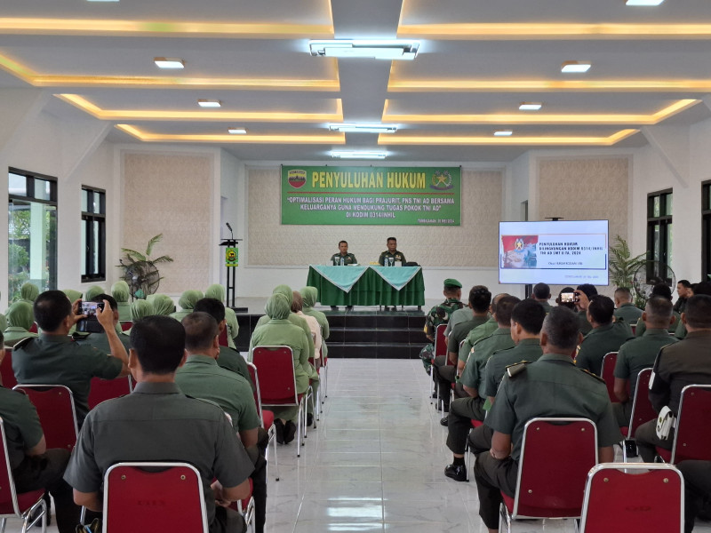 Prajurit dan Persit Kodim 0314/Inhil  Ikuti Penyuluhan Hukum dari Kumdam I/BB