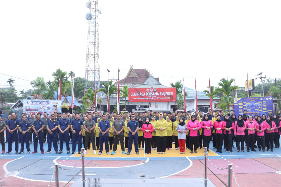 Tingkatkan Sinergitas TNI- Polri, Kodim 0314/Inhil Ikuti Olahraga Bersama Polres Inhil